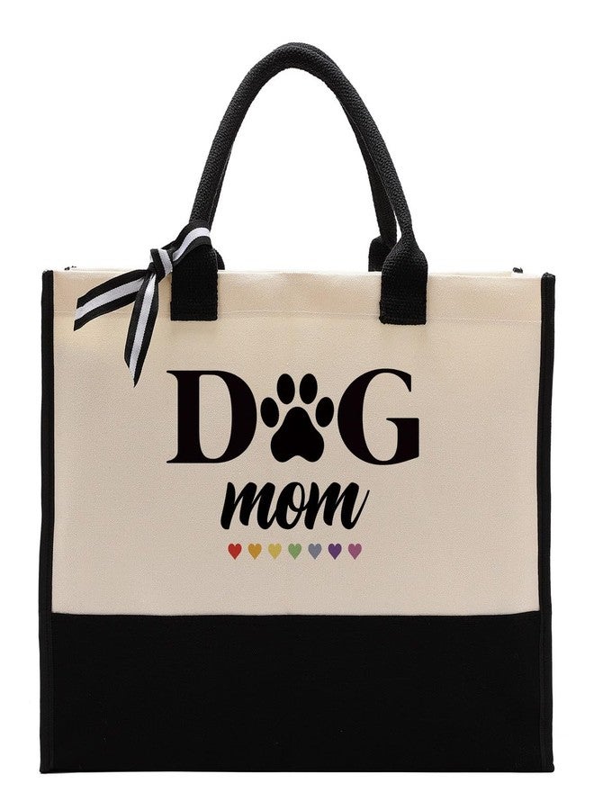 EDCTO Canvas Tote Bag, Cotton Canvas Tote Bag, Dog Mom Bag, Dog Mom Tote Bag for Women, Unique Gifts for Dog Mom, Pet Dog Lovers, Veterinarian, Animal Rescue, Canvas Beach Tote, Short Trip Bag - Image 1